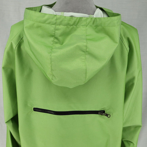 Actra Top Womens Medium Green Pullover Anorak Nylon Hoodie Pocket Quarter Zip - Picture 10 of 16